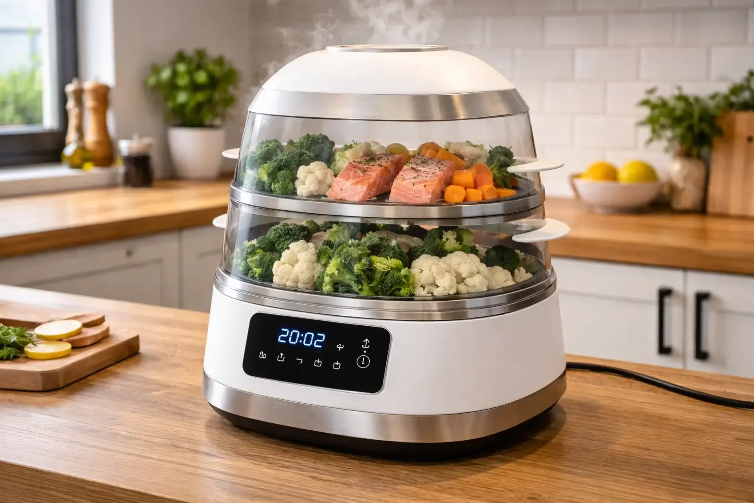 une main tien une poêle avec des aliment qui brule sans respecter les aliment et le cuisson basse température